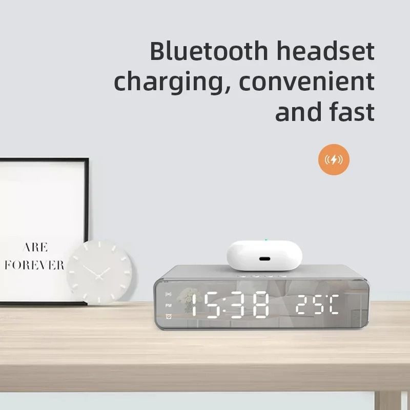 Wireless Charger Stand With Alarm Clock  LED Display 3