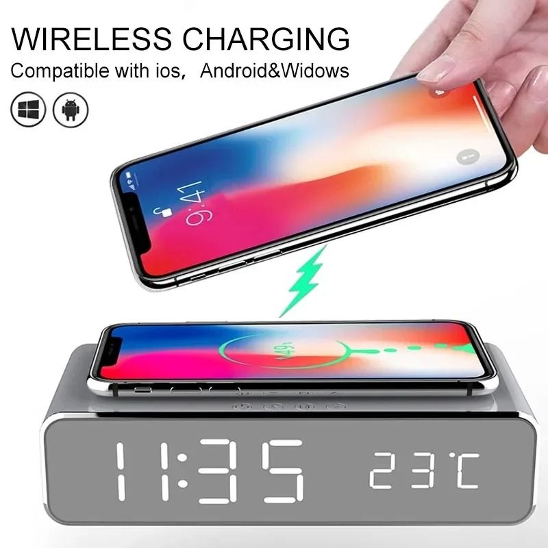 Wireless Charger Stand With Alarm Clock  LED Display 4