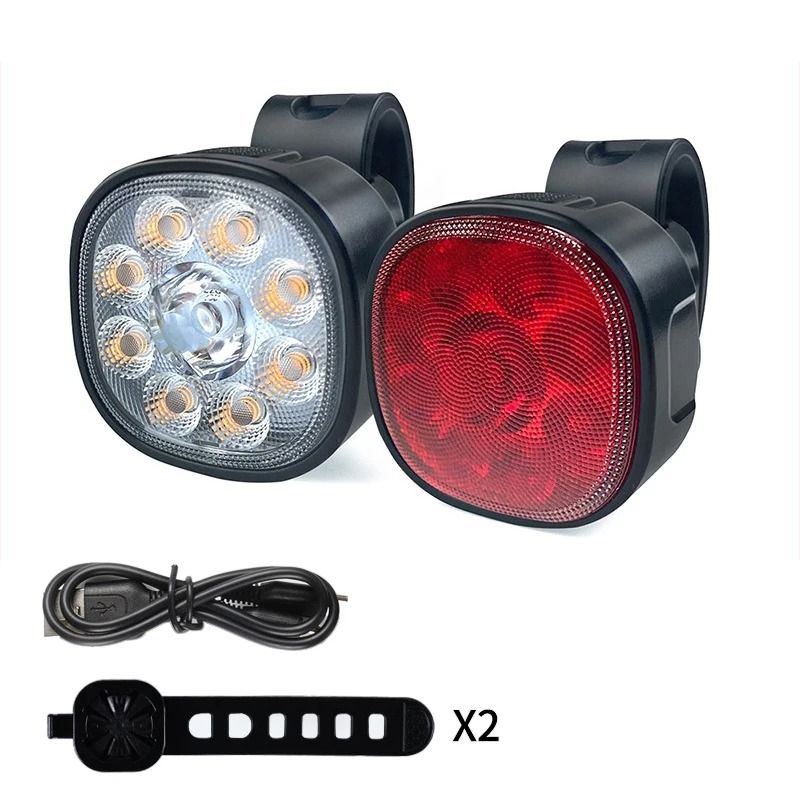 Rechargeable Bike Light Set Front And Rear High Brightness LED For Cycling Safety 8