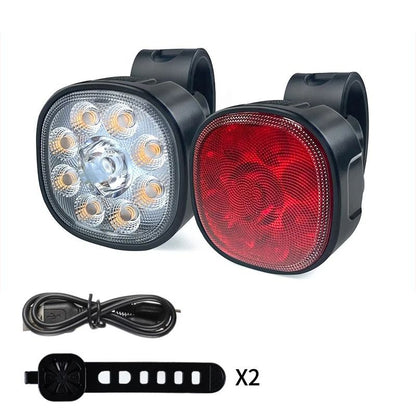 Rechargeable Bike Light Set Front And Rear High Brightness LED For Cycling Safety 8