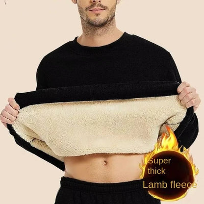 Mens Warm Fleece Lined Pullover Sweatshirt Thermal Top