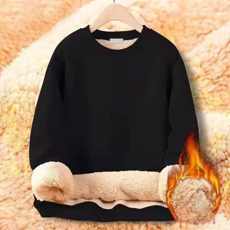 Mens Warm Fleece Lined Pullover Sweatshirt Thermal Top 1