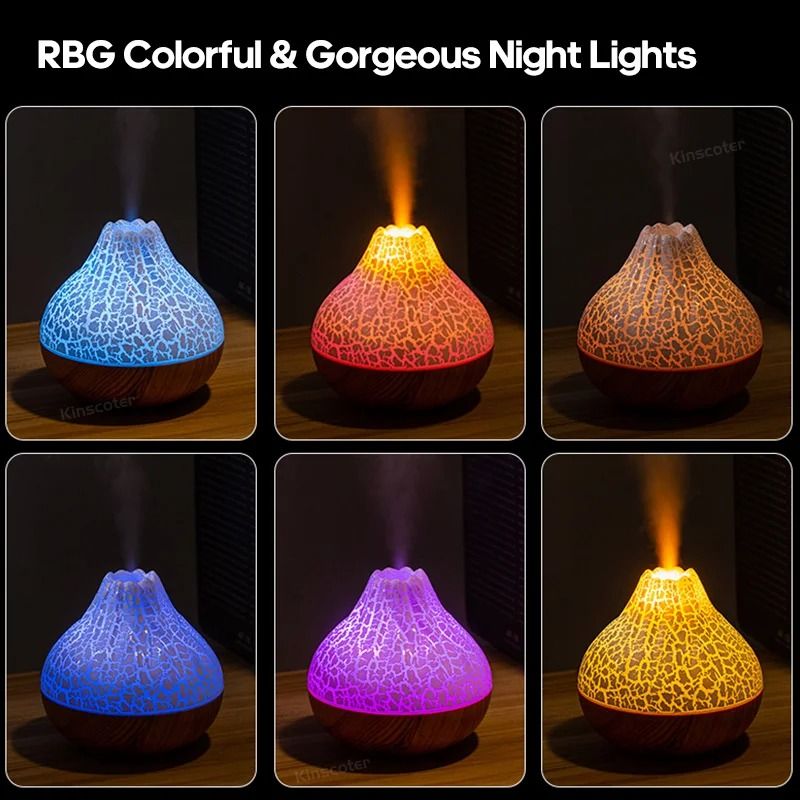 300ml Volcano Air Humidifier With LED Night Light USB Mist Diffuser 2