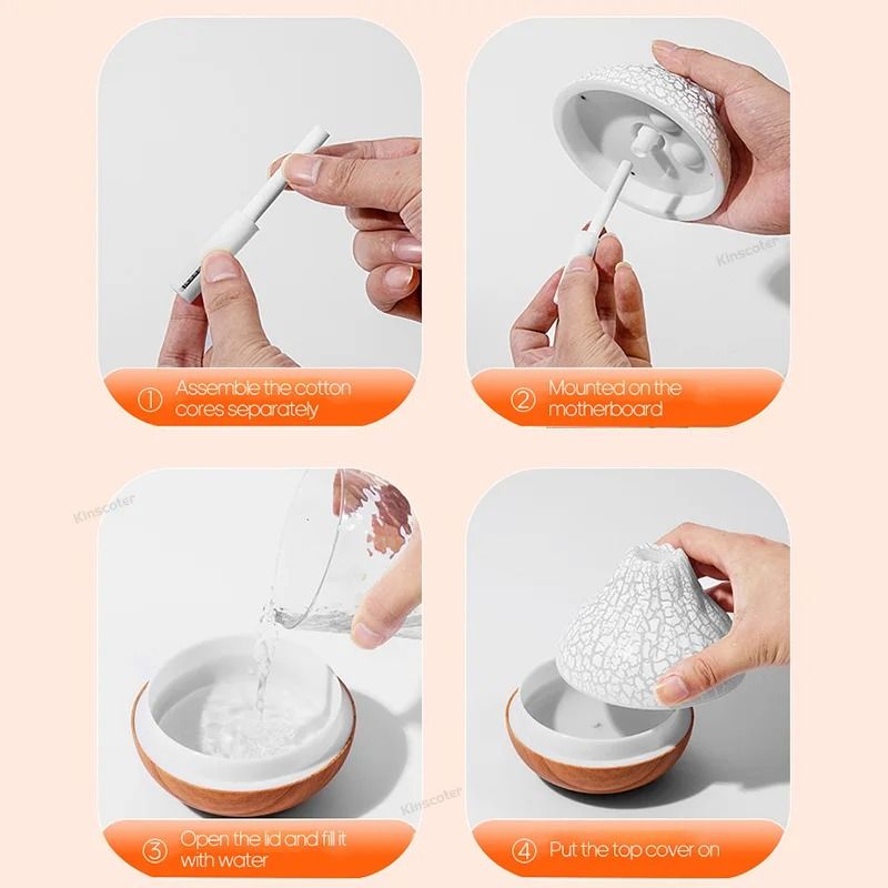 300ml Volcano Air Humidifier With LED Night Light USB Mist Diffuser 4