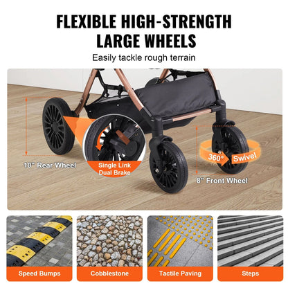 Foldable Pet Stroller With Brakes And Detachable Carrier For Small To Medium Dogs Up To 66 Lbs 2