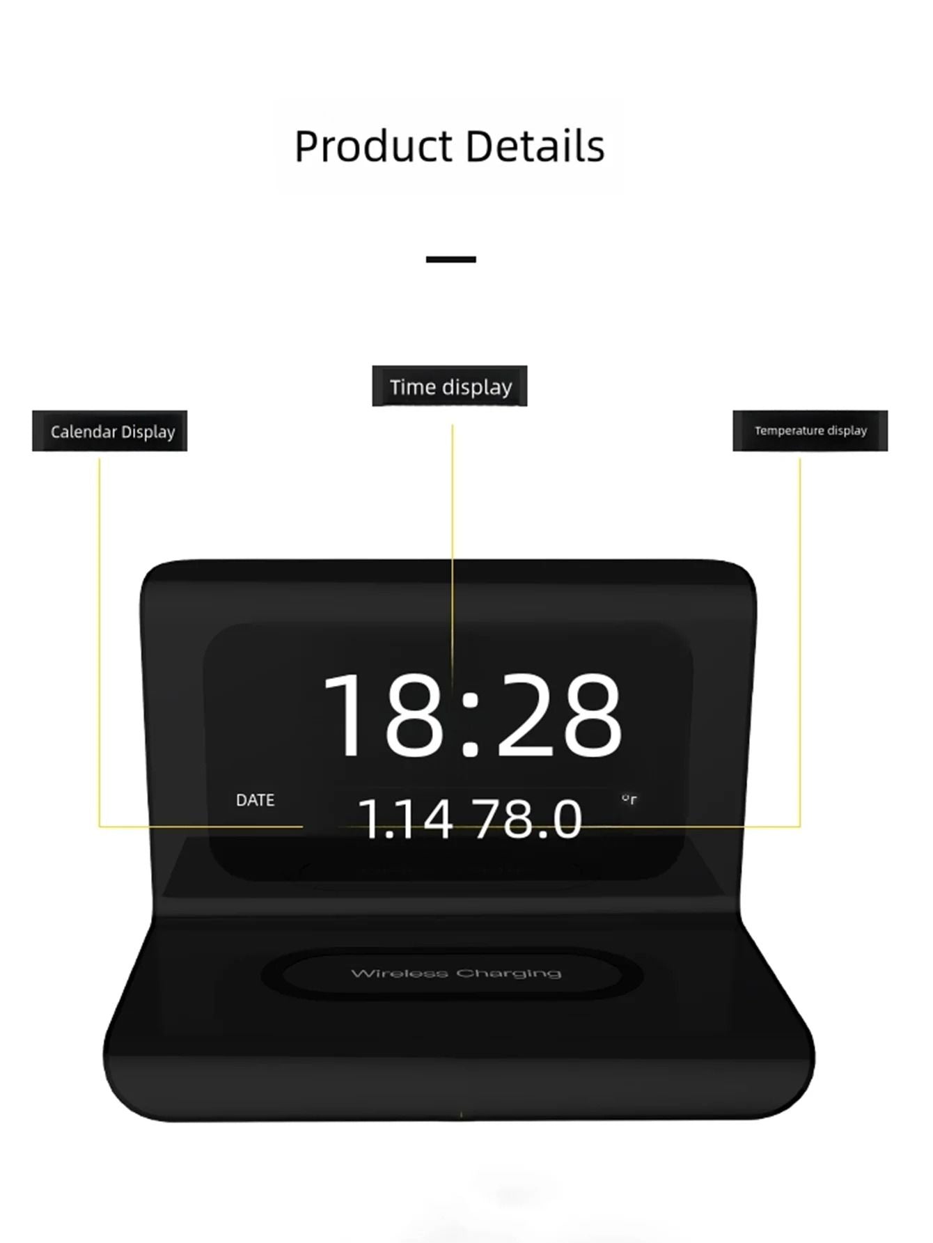 3 In 1 Wireless Charger With LED Desktop Clock And Calendar 2