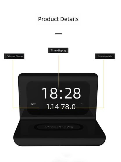 3 In 1 Wireless Charger With LED Desktop Clock And Calendar 2