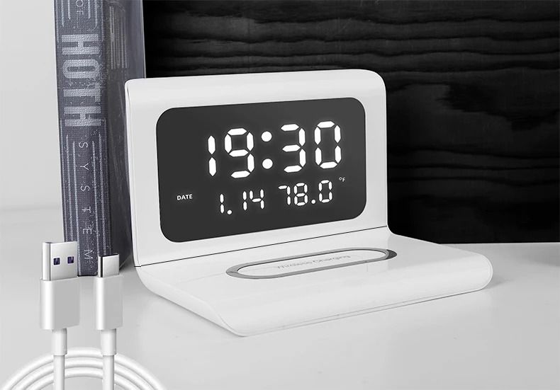 3 In 1 Wireless Charger With LED Desktop Clock And Calendar 5