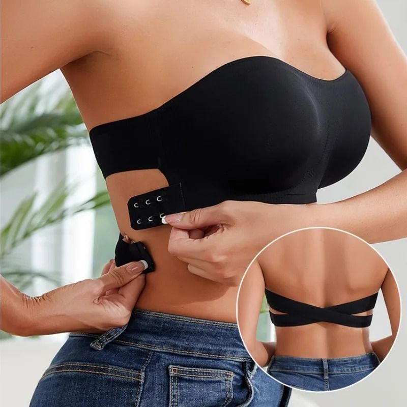 Strapless Push Up Bra Seamless Ice Silk with Removable Padding