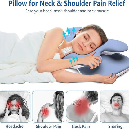 Memory Foam Ergonomic Cervical Pillow Ice Silk Adjustable Neck Support 1