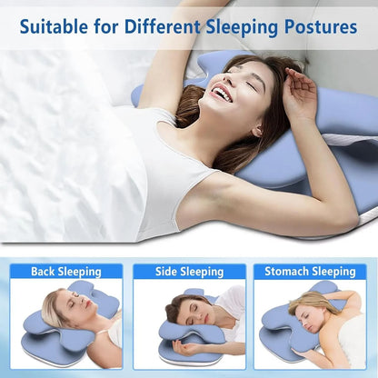 Memory Foam Ergonomic Cervical Pillow Ice Silk Adjustable Neck Support 5