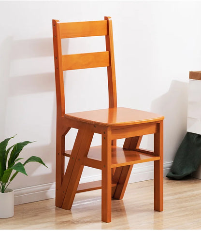 Household Solid Wood Ladder Chair Folding Stool Dualuse Indoor Climbing Pedal Multifunction Step Ch 3