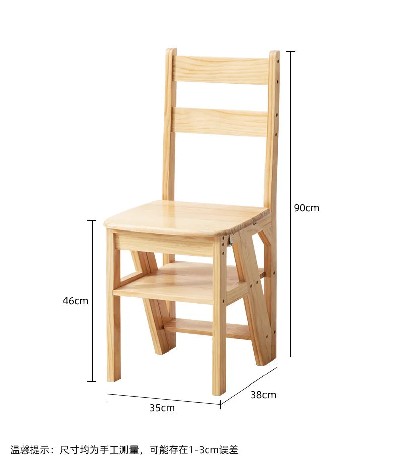 Household Solid Wood Ladder Chair Folding Stool Dualuse Indoor Climbing Pedal Multifunction Step Ch 7