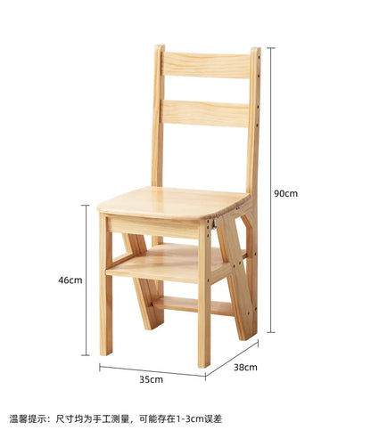 Household Solid Wood Ladder Chair Folding Stool Dualuse Indoor Climbing Pedal Multifunction Step Ch 7