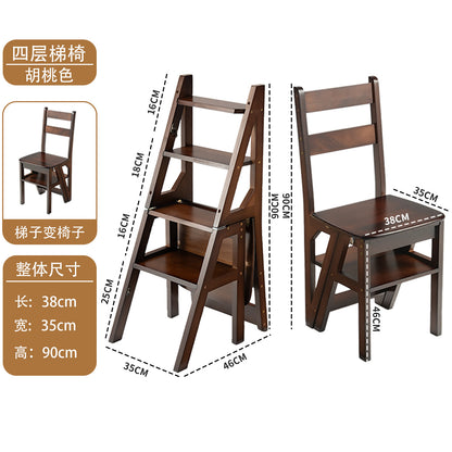 Household Solid Wood Ladder Chair Folding Stool Dualuse Indoor Climbing Pedal Multifunction Step Ch 5