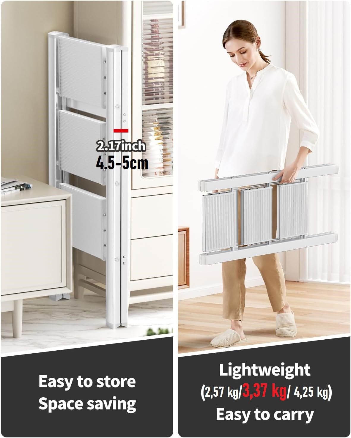 Folding Aluminum Step Ladder With Wide Rungs Portable Lightweight Ladder 150kg NonSlip Feet Steppin 1
