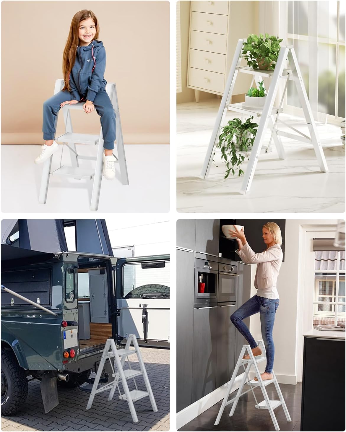 Folding Aluminum Step Ladder With Wide Rungs Portable Lightweight Ladder 150kg NonSlip Feet Steppin 3