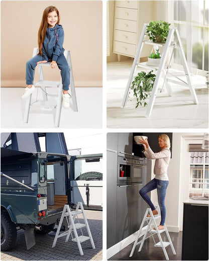 Folding Aluminum Step Ladder With Wide Rungs Portable Lightweight Ladder 150kg NonSlip Feet Steppin 3