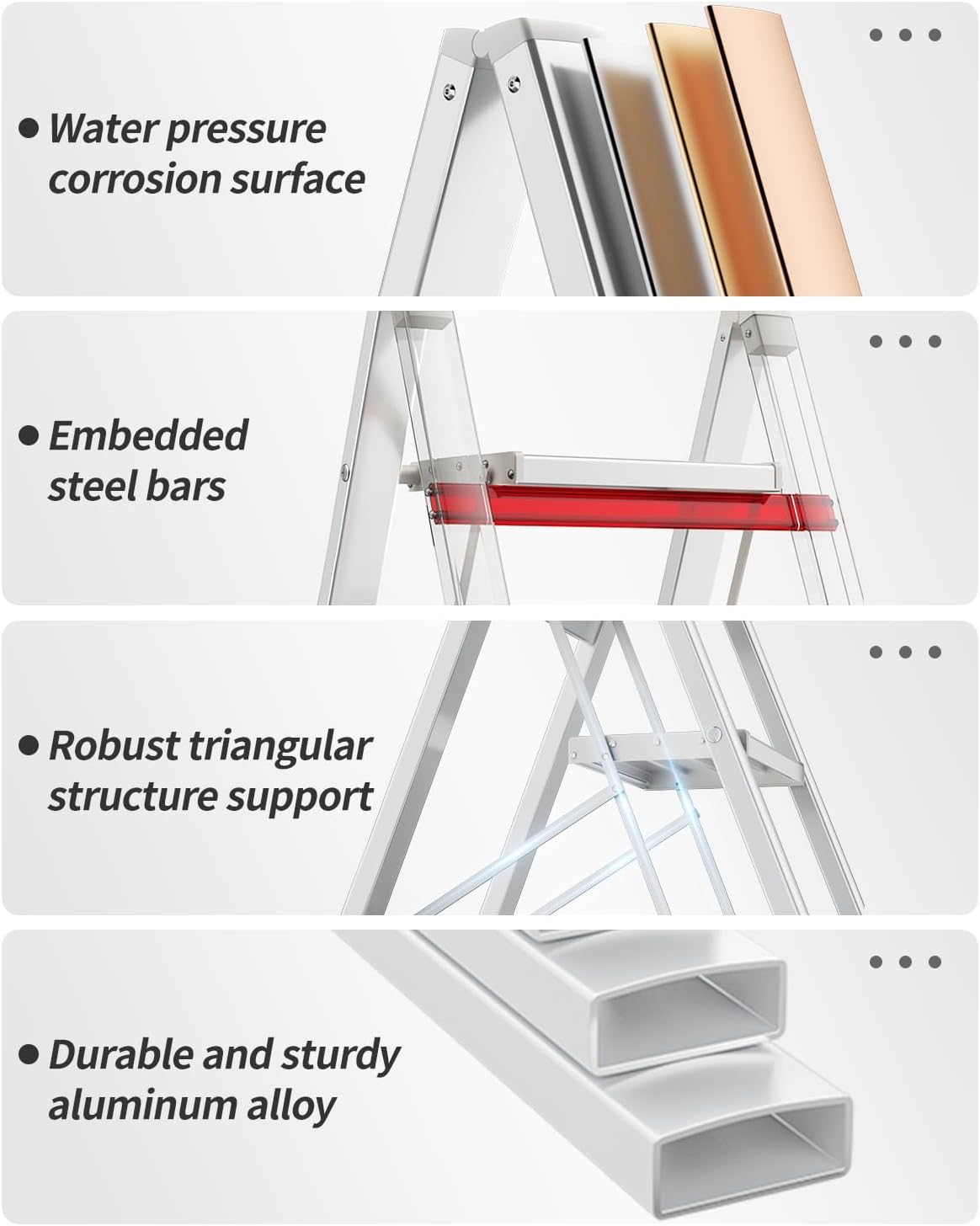 Folding Aluminum Step Ladder With Wide Rungs Portable Lightweight Ladder 150kg NonSlip Feet Steppin 5