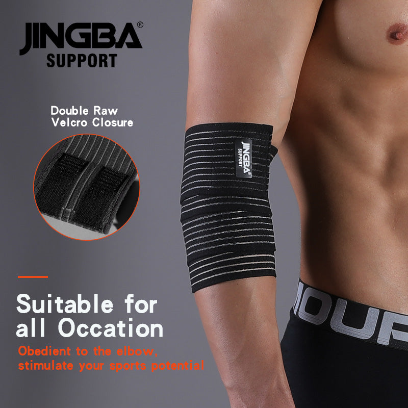 Fitness Bodybuilding Training Support Elbow Pads, Adjustable Elbow Protector with Elastic Straps for Weightlifting