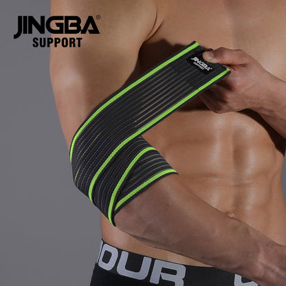 Fitness Bodybuilding Training Support Elbow Pads, Adjustable Elbow Protector with Elastic Straps for Weightlifting