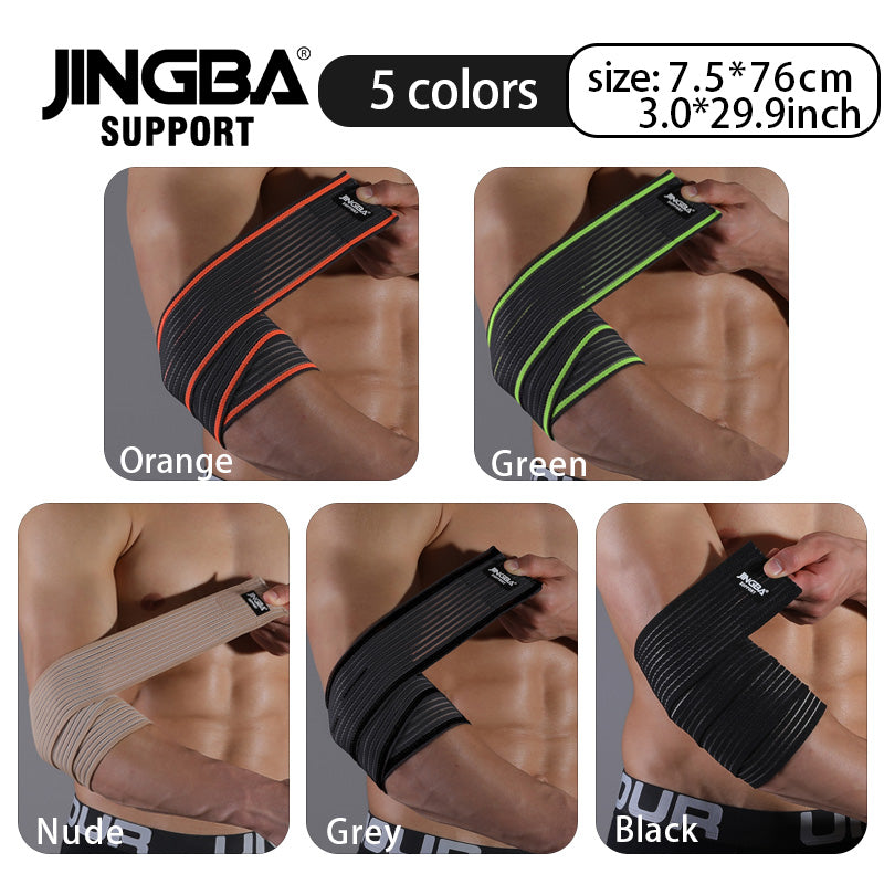 Fitness Bodybuilding Training Support Elbow Pads, Adjustable Elbow Protector with Elastic Straps for Weightlifting