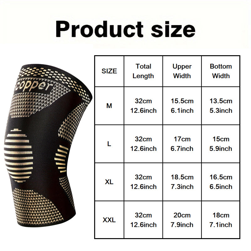 Copper Ion Sports Knee Pads, Non-Slip Basketball Fitness & Running Brace, Breathable Outdoor Support