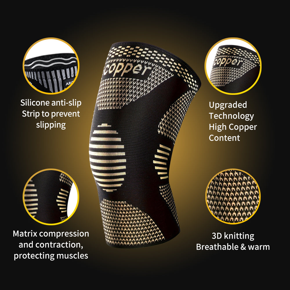 Copper Ion Sports Knee Pads, Non-Slip Basketball Fitness & Running Brace, Breathable Outdoor Support