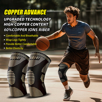 Copper Ion Sports Knee Pads, Non-Slip Basketball Fitness & Running Brace, Breathable Outdoor Support