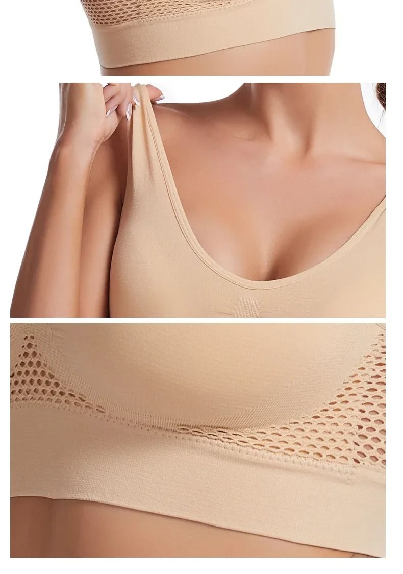 Seamless Sports Bra Women Breathable Wire Free Push Up Support 4