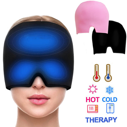 Cold Compress Therapy Cap, Gel Ice Headache Relief Hat, Ice Head Wrap, Eye Mask Pack for Pain Pressure Relief