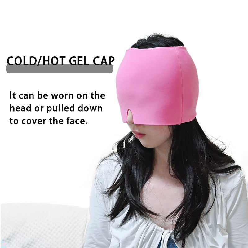Cold Compress Therapy Cap, Gel Ice Headache Relief Hat, Ice Head Wrap, Eye Mask Pack for Pain Pressure Relief