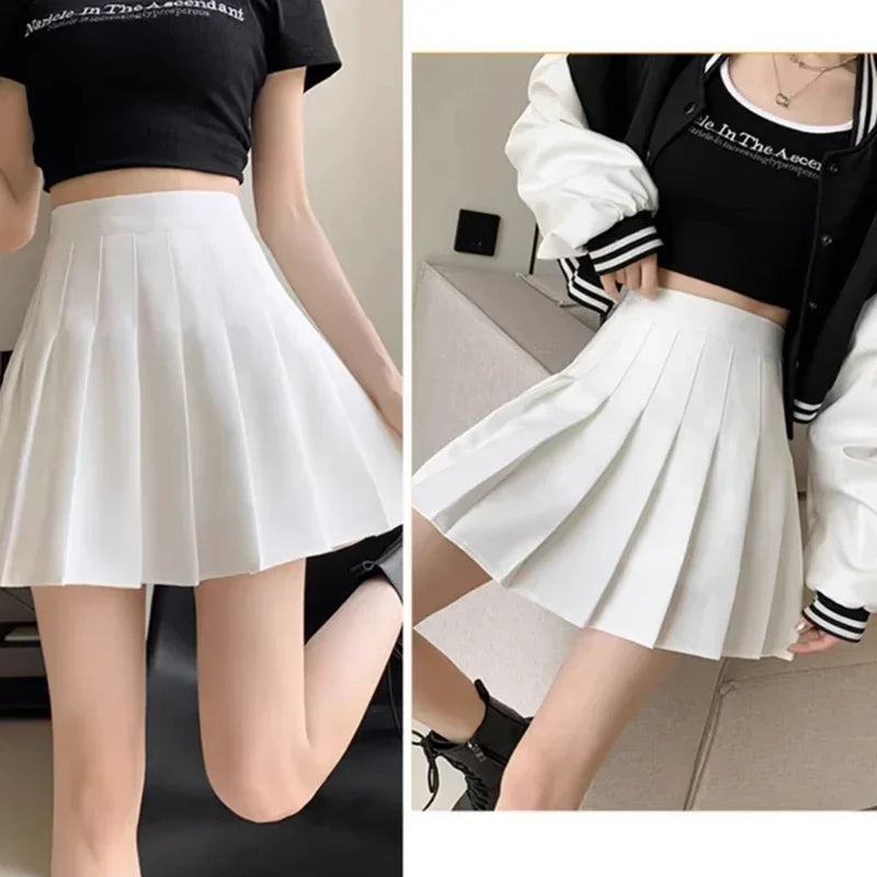 High Waisted Mini Skirt, Solid Color Slim Fit, Elastic Comfortable Stretch, A Line Zipper Skirt for Women, Girls, Spring