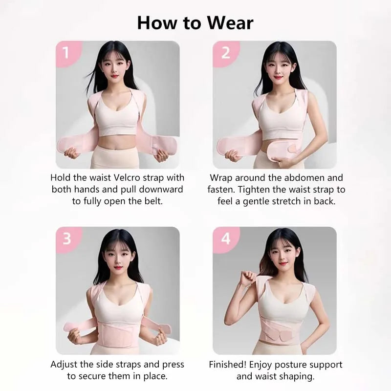 Spine Alignment Waist Trainer Unisex Adjustable Back Support Belt Posture Corrector For Abdominal W 4