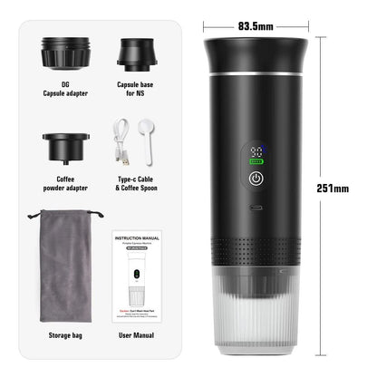 Portable Wireless Espresso Coffee Maker For Travel Car And Home Use 6