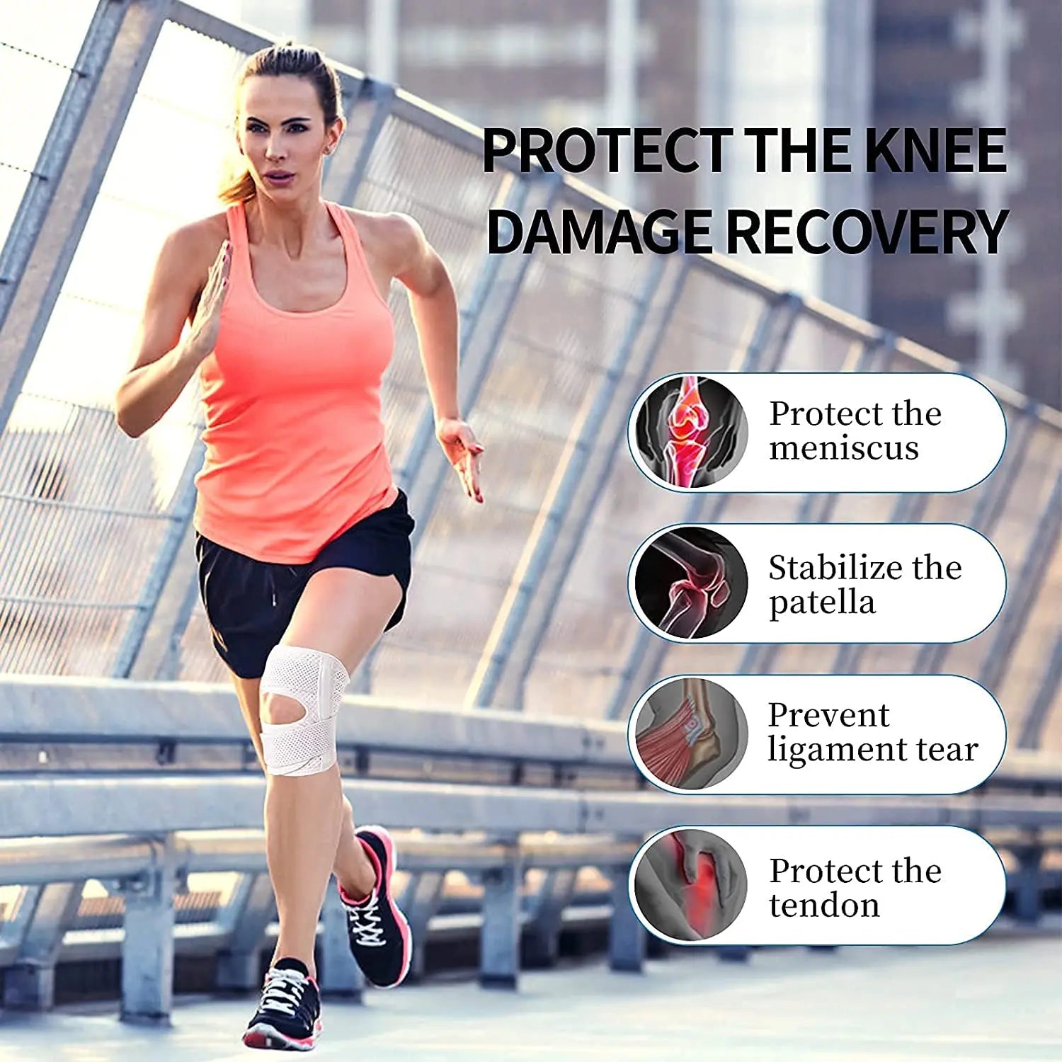 Breathable Knee Support, Side Stabilizers Brace, Meniscal Tear Relief, Arthritis Joint Pain Sleeve