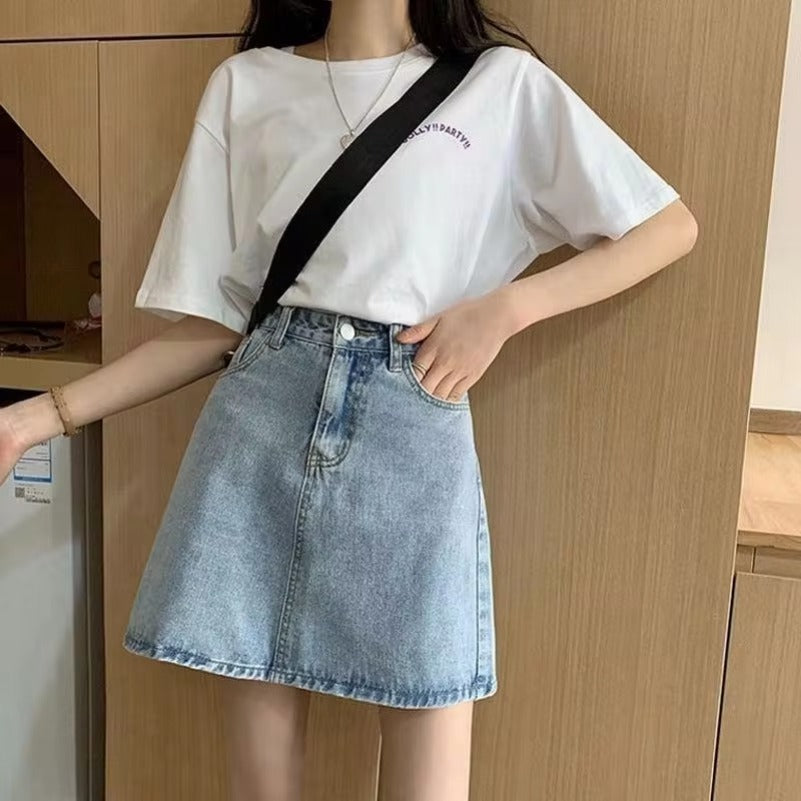 Summer Denim Short Skirt for Women, High Waist Sexy Tight Fit | Y2K Bag Hip Mini Skirt, Stretchy Jeans Skirt for Ladies