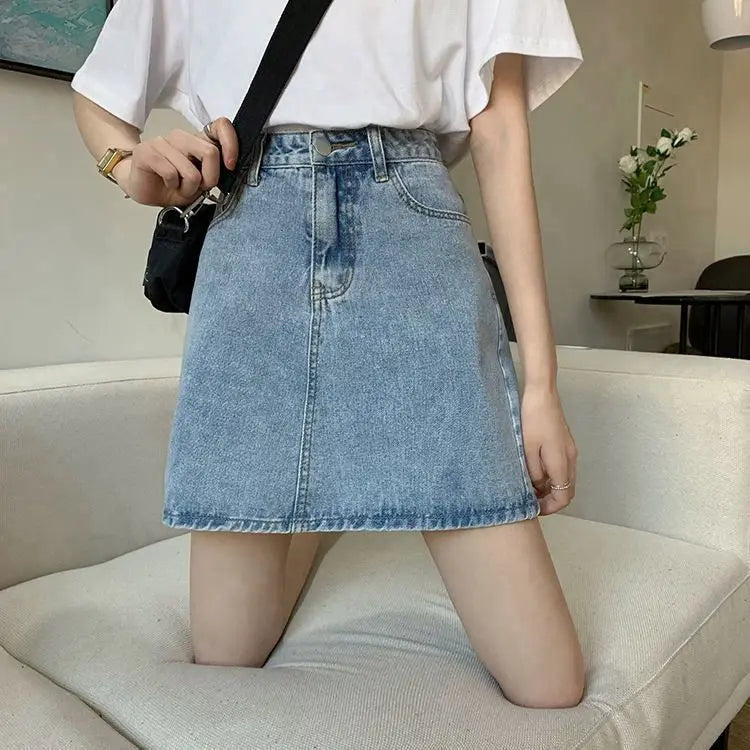 Summer Denim Short Skirt for Women, High Waist Sexy Tight Fit | Y2K Bag Hip Mini Skirt, Stretchy Jeans Skirt for Ladies
