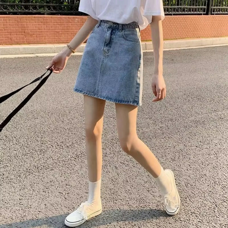 Summer Denim Short Skirt for Women, High Waist Sexy Tight Fit | Y2K Bag Hip Mini Skirt, Stretchy Jeans Skirt for Ladies