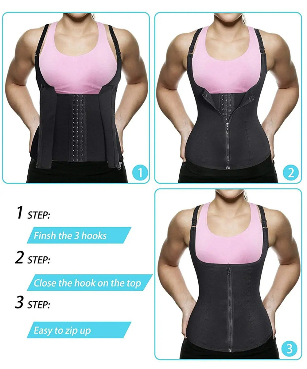 Body Shaper Sleeveless Top Tummy Control, Waist Trainer Tank Top For Women With Zipper, Activewear Underwear