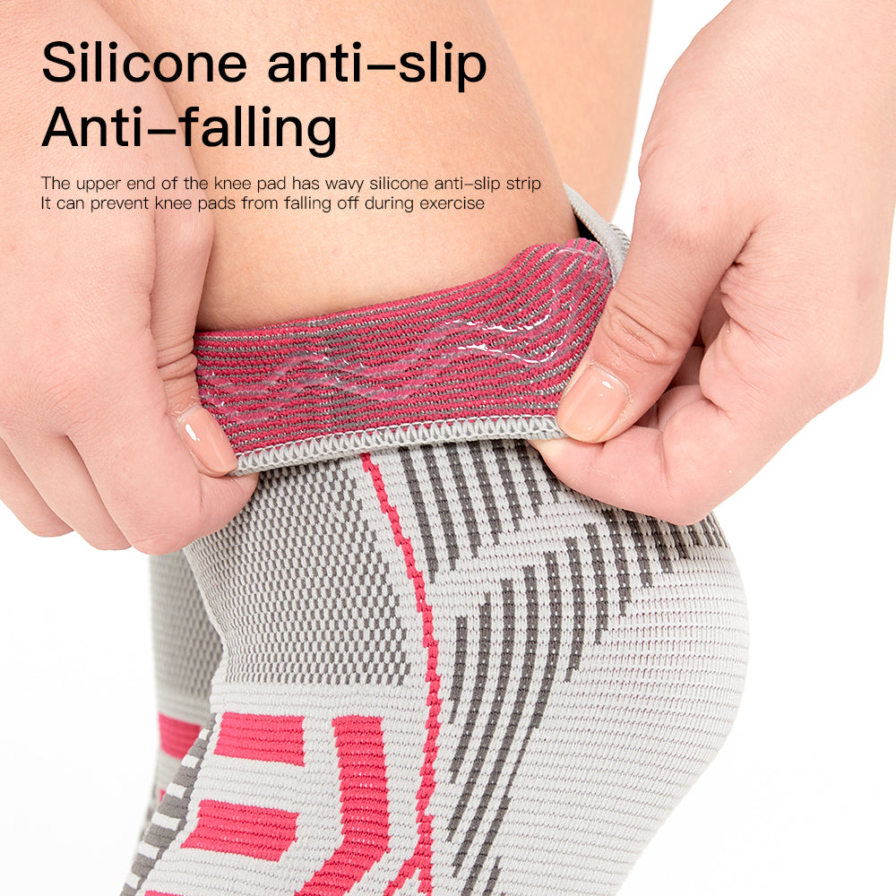 Anti Slip Silicone Knee Sleeve, Professional Knee Support Compression, Braces for Meniscus Tear Knee Pain
