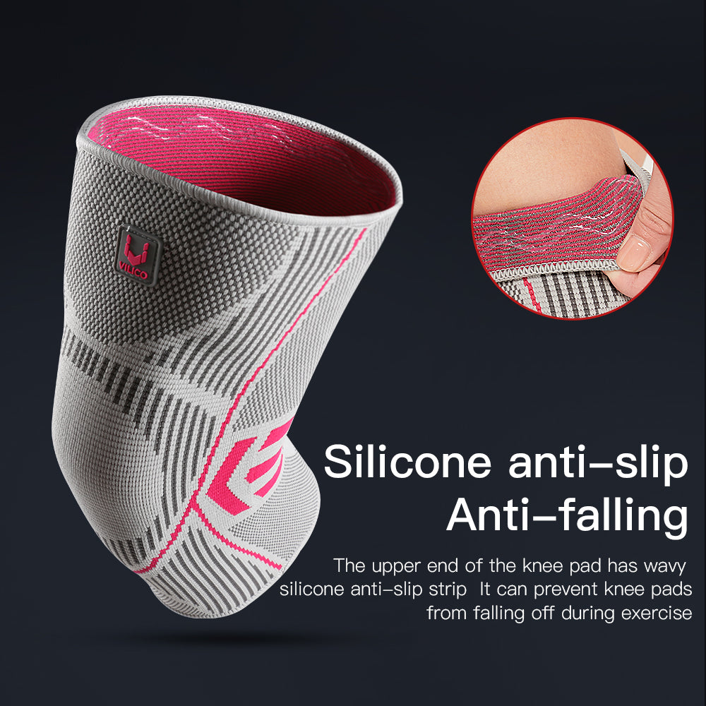 Anti Slip Silicone Knee Sleeve, Professional Knee Support Compression, Braces for Meniscus Tear Knee Pain