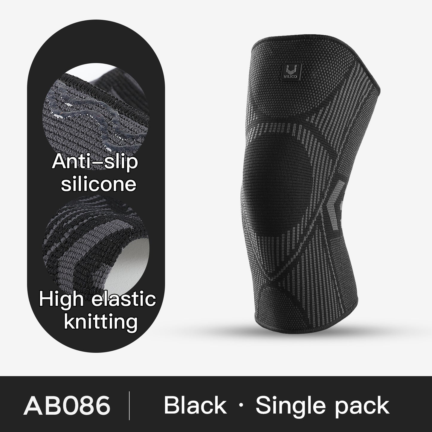 Anti Slip Silicone Knee Sleeve, Professional Knee Support Compression, Braces for Meniscus Tear Knee Pain