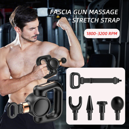 Powerful Multi-Functional Vibrating Massage, 5 Gear Fascia Gun, Stretch Strap, Relieve Muscle Soreness and Weakness