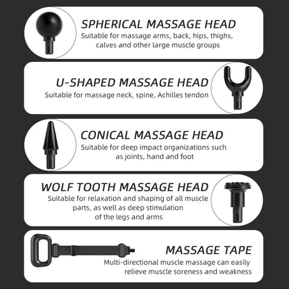 Powerful Multi-Functional Vibrating Massage, 5 Gear Fascia Gun, Stretch Strap, Relieve Muscle Soreness and Weakness