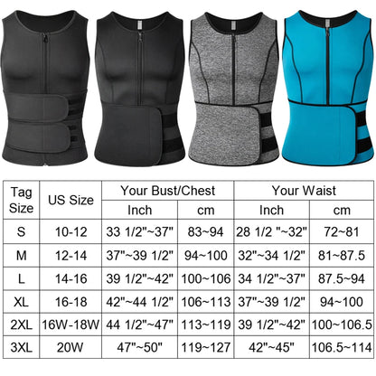 Slimming Shapewear Corset Top for Men, Double Belt Sweat Shirt Waist Trainer Sauna Vest