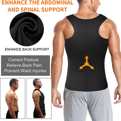 Slimming Shapewear Corset Top for Men, Double Belt Sweat Shirt Waist Trainer Sauna Vest