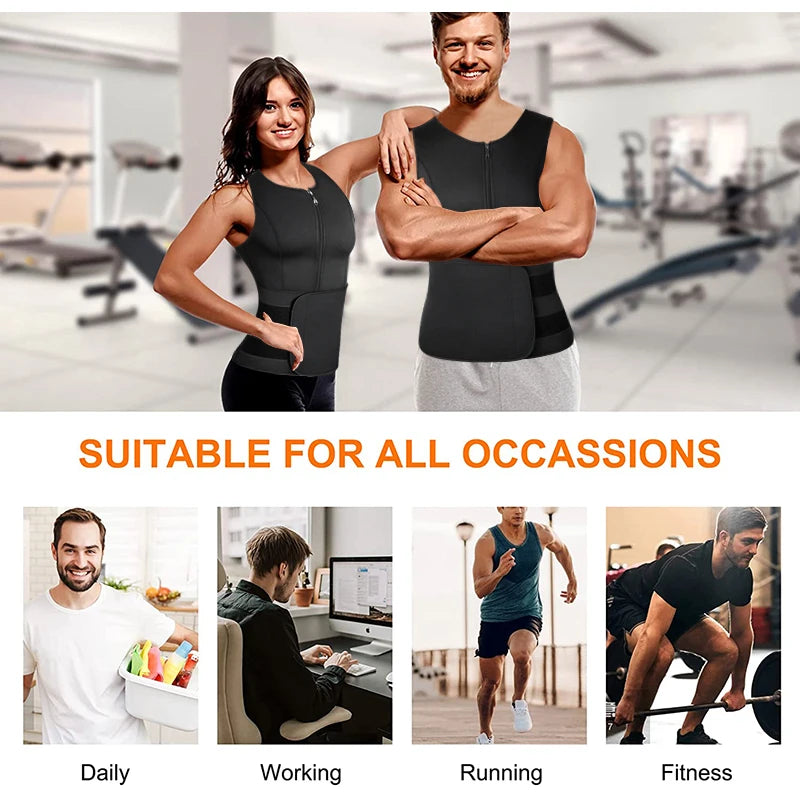 Slimming Shapewear Corset Top for Men, Double Belt Sweat Shirt Waist Trainer Sauna Vest