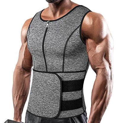 Slimming Shapewear Corset Top for Men, Double Belt Sweat Shirt Waist Trainer Sauna Vest
