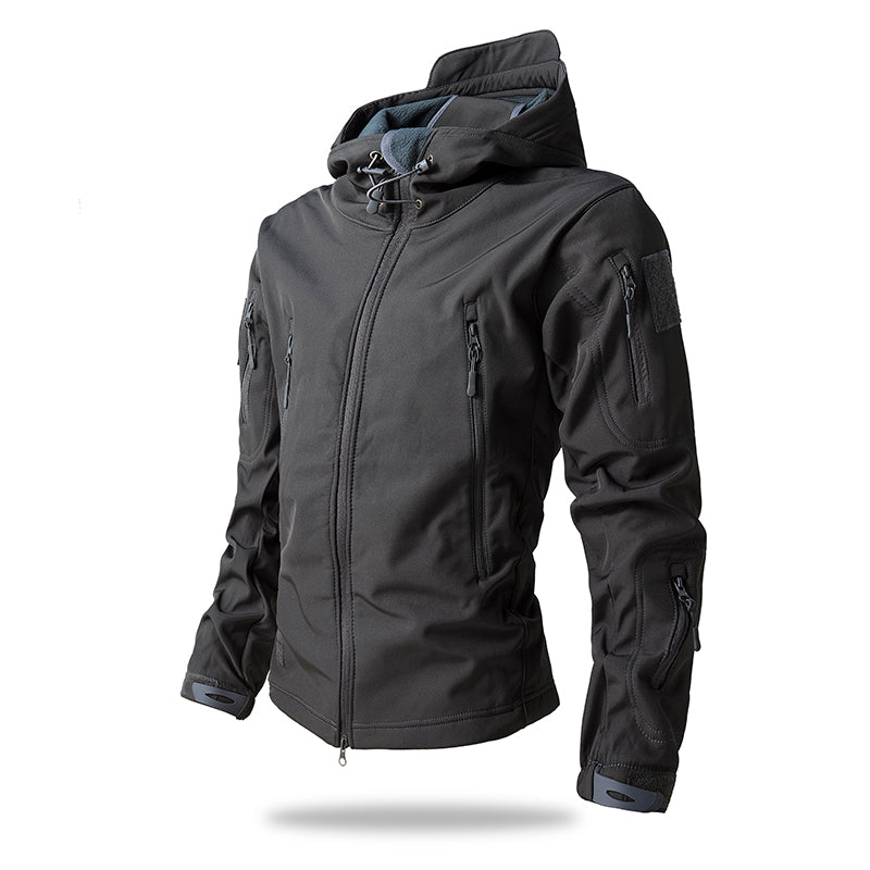 Mens Lurker Shark Skin Soft Shell Tactical Jacket Waterproof Fleece Hooded Camouflage Hunting Coat Outdoor Autumn Cloth